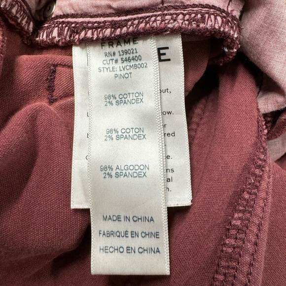 FRAME Le Crop Mini Boot Cotton-Blend Velvet Kick-Flare Pants Pinot 24 - Picture 11 of 11